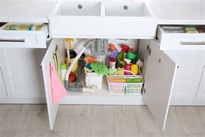 How do I organize my kitchen cleaning supplies?